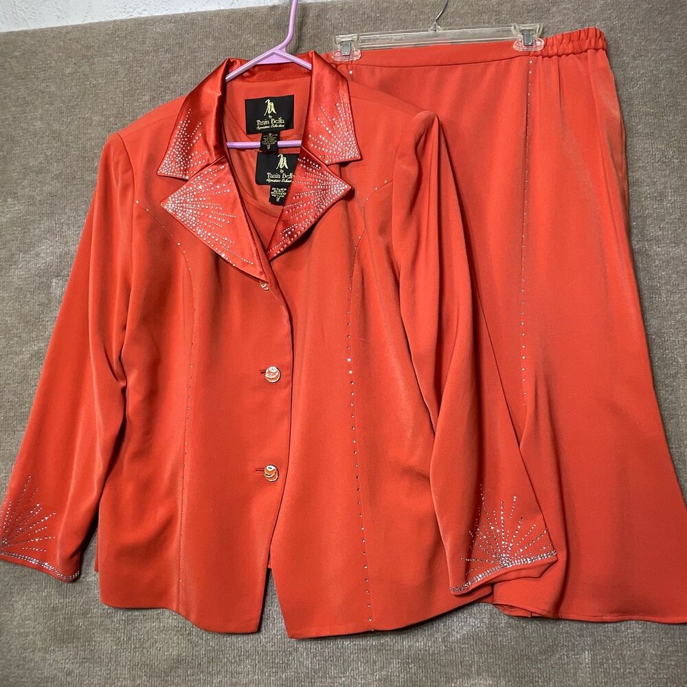 Tania Bella 3Pc Skirt Suit Womens 18 Rhinestone Church Career Glam Modest Dressy